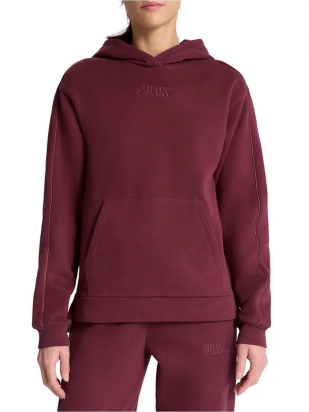 Puma Deep Burgundy Women’s fleece Pullover Hoodie & jogger set